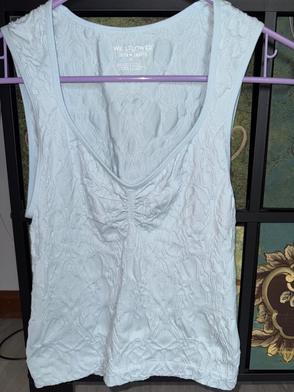 Wallflower Pale Blue Textured Scoop Neck Tank